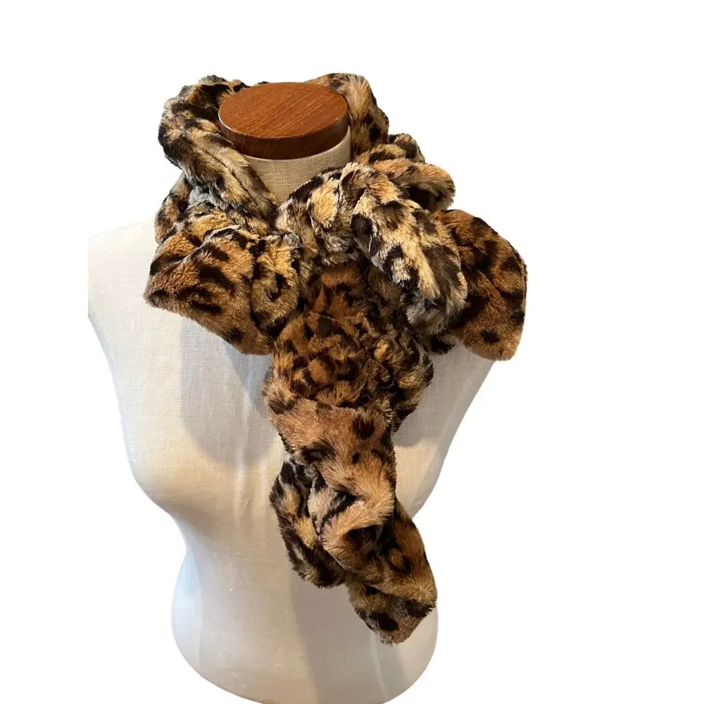 Leopard Print Scrunchy Soft Twisted Scarf